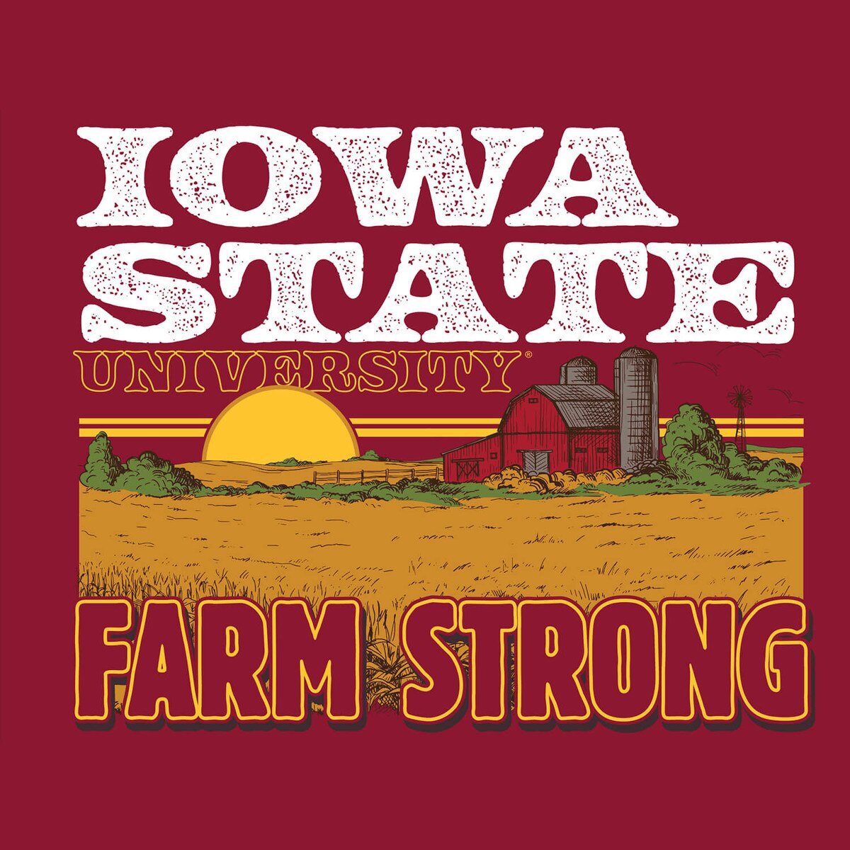 College House Iowa State Cardinal Farmstrong Sunrise ISF26 Short Sleeve T-Shirt artwork